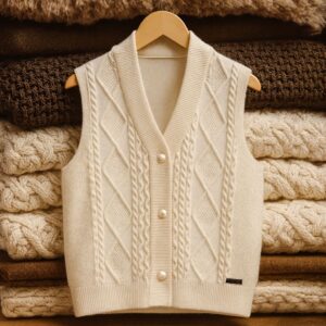 Gilet sans manches en maille torsadée